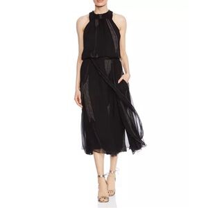 Halston Heritage Black Halter Silk Dress